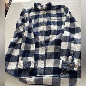 L.L. Bean Navy and White Checkered Flannel Shirt
